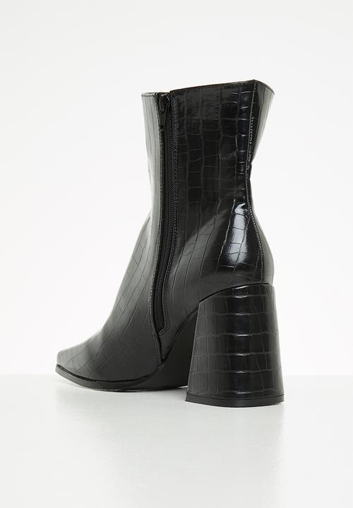 Z_Code_Z - Emily square toe ankle boot - black croc