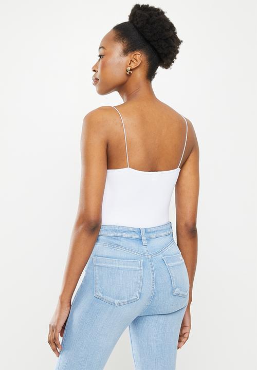 SISSY BOY - Seamless bodysuit with bling logo - white