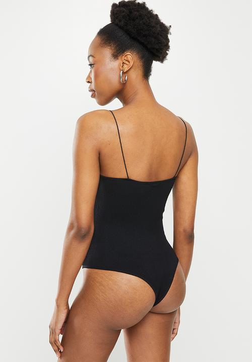 SISSY BOY - Seamless bodysuit with bling logo - black
