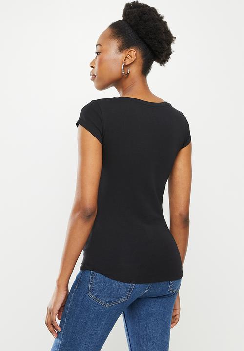 SISSY BOY - Logo top with cap sleeves - black