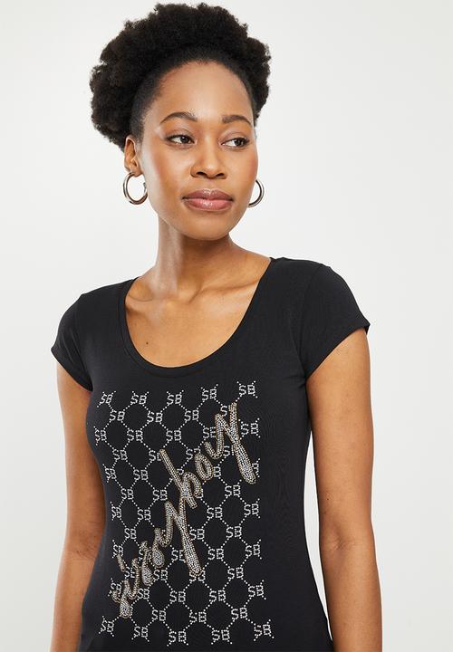 SISSY BOY - Logo top with cap sleeves - black