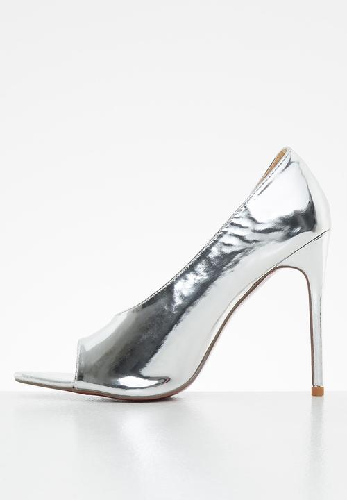 Miss Black - Dagger4 barely there stiletto heel - silver