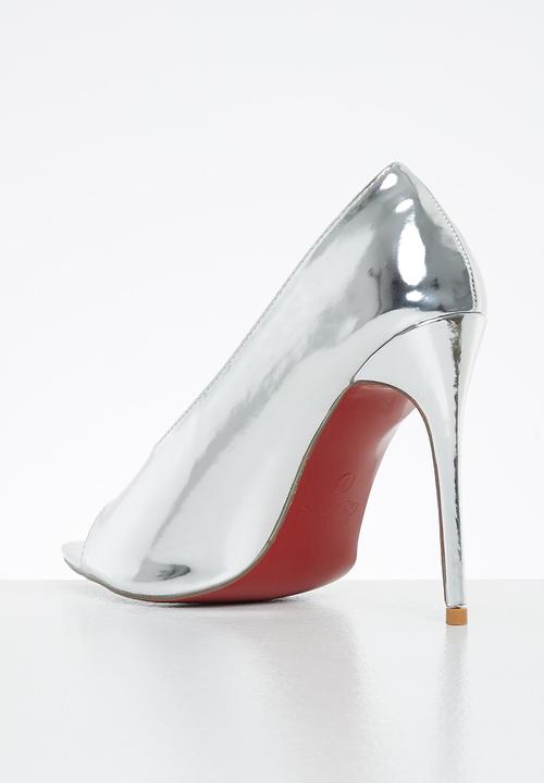 Miss Black - Dagger4 barely there stiletto heel - silver