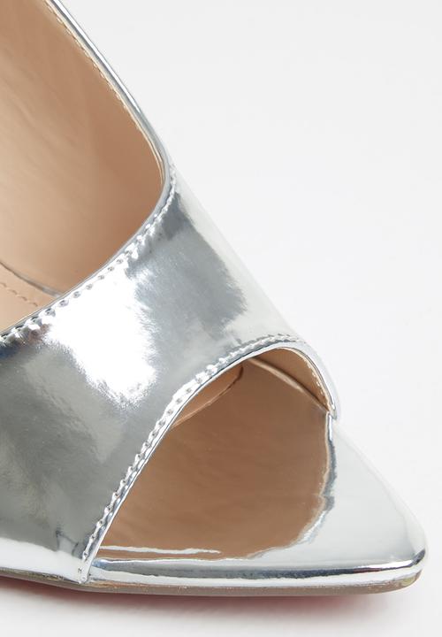 Miss Black - Dagger4 barely there stiletto heel - silver