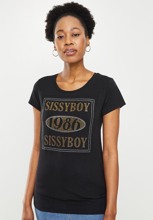 SISSY BOY - Regular fit logo top with short sleeves - black