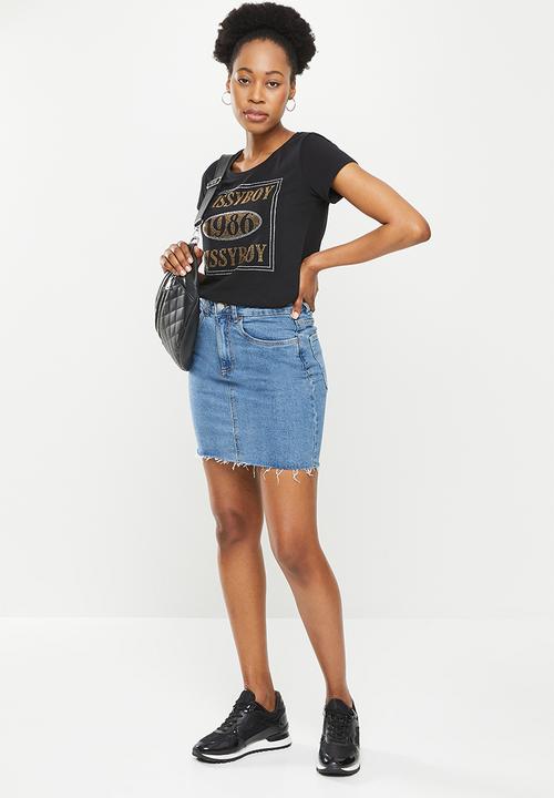 SISSY BOY - Regular fit logo top with short sleeves - black