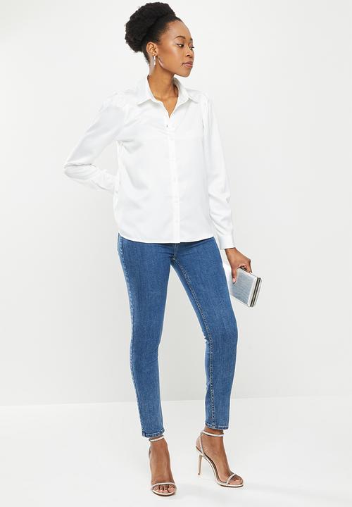 SISSY BOY - Satin button up shirt - white