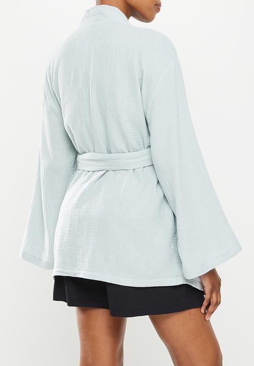 Superbalist - Maternity woven short robe - light blue
