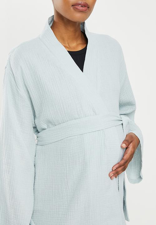 Superbalist - Maternity woven short robe - light blue