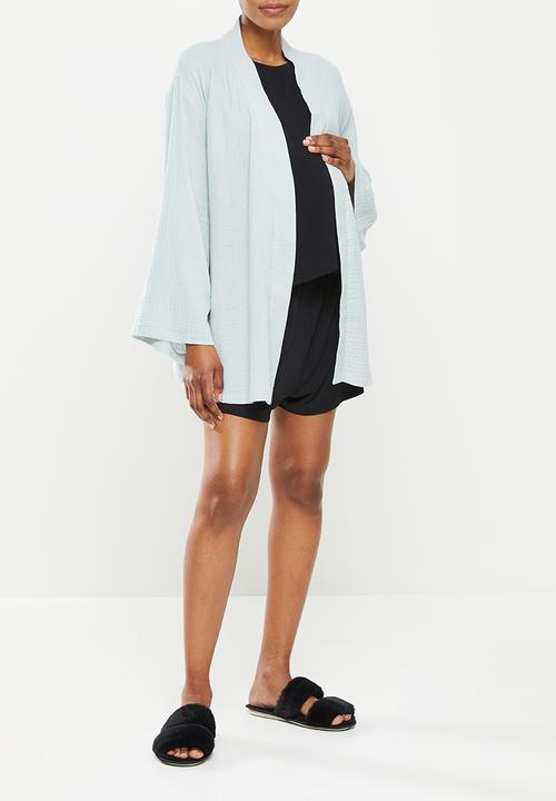 Superbalist - Maternity woven short robe - light blue