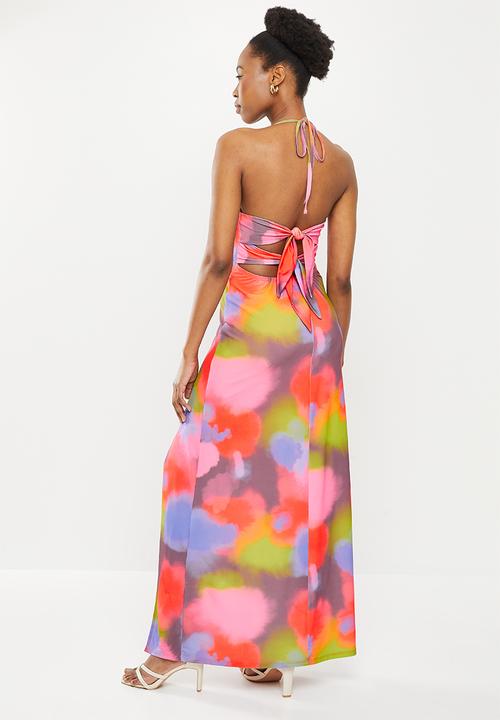 SISSY BOY - Maxi with front slits and back tie detail - multi