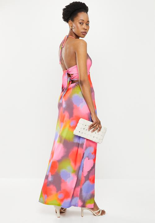 SISSY BOY - Maxi with front slits and back tie detail - multi