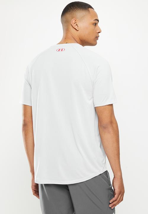 Under Armour - UA Tech™ 2.0 Wordmark Short Sleeve Tee- halo grey & red