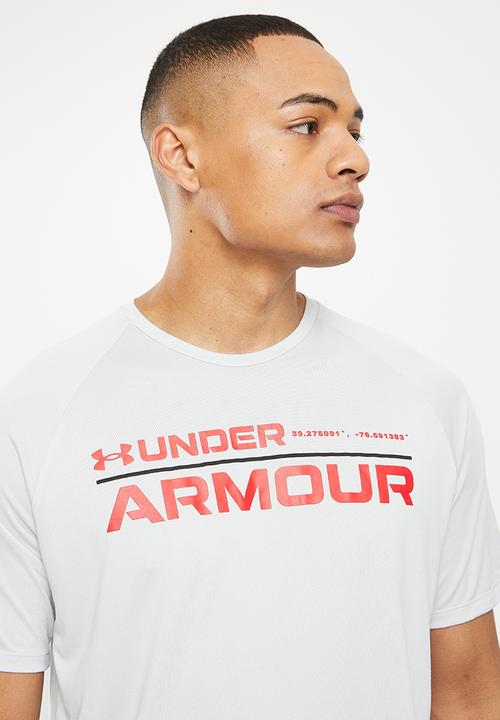 Under Armour - UA Tech™ 2.0 Wordmark Short Sleeve Tee- halo grey & red