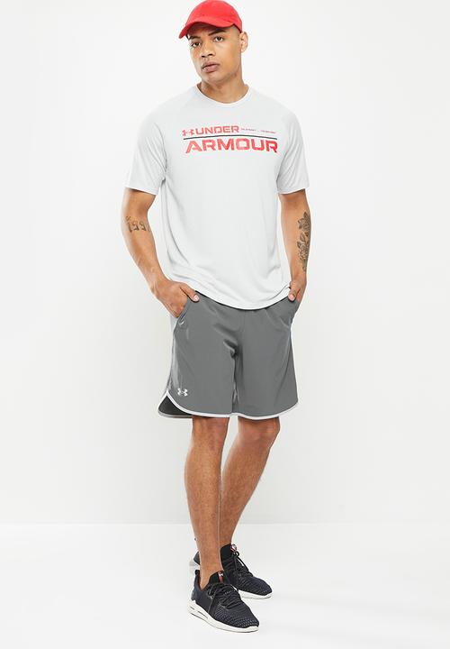 Under Armour - UA Tech™ 2.0 Wordmark Short Sleeve Tee- halo grey & red