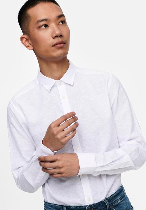 Only & Sons - Caiden life solid linen shirt - white