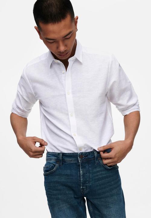 Only & Sons - Caiden life solid linen shirt - white