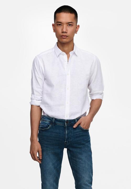Only & Sons - Caiden life solid linen shirt - white
