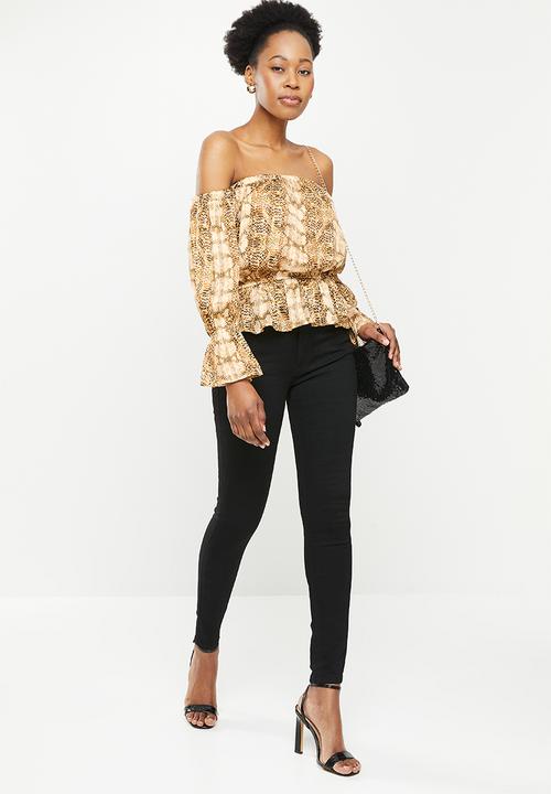 SISSY BOY - Bardot top - brown & black