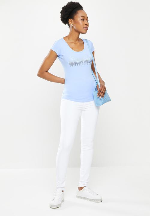 SISSY BOY - Logo top with cap sleeves - cornflower