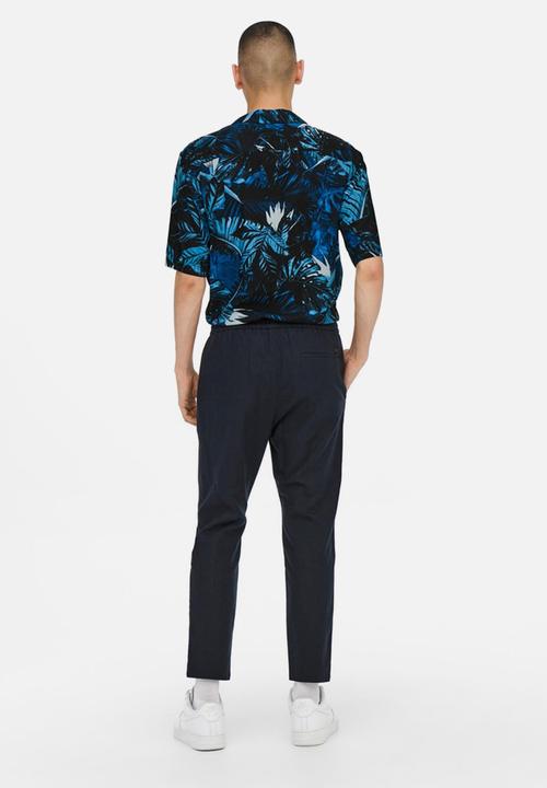 Only & Sons - Linus crop linen mix pants - dark navy