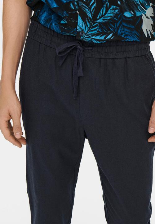 Only & Sons - Linus crop linen mix pants - dark navy