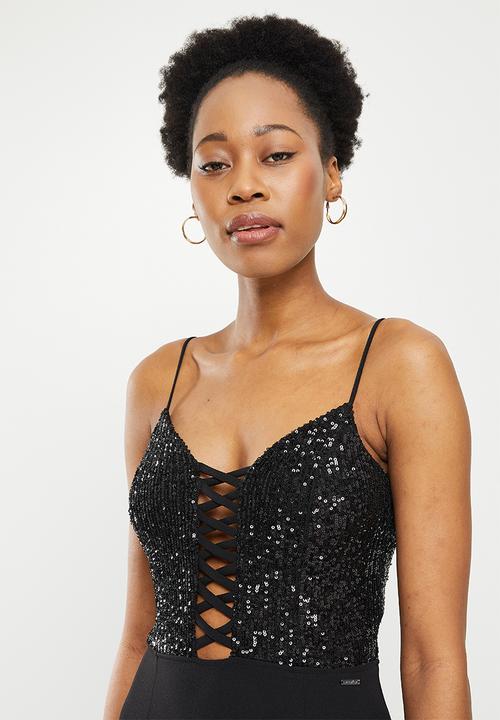 SISSY BOY - Strappy criss cross maxi with front slits - black