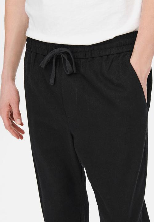 Only & Sons - Linus crop linen mix pants - black