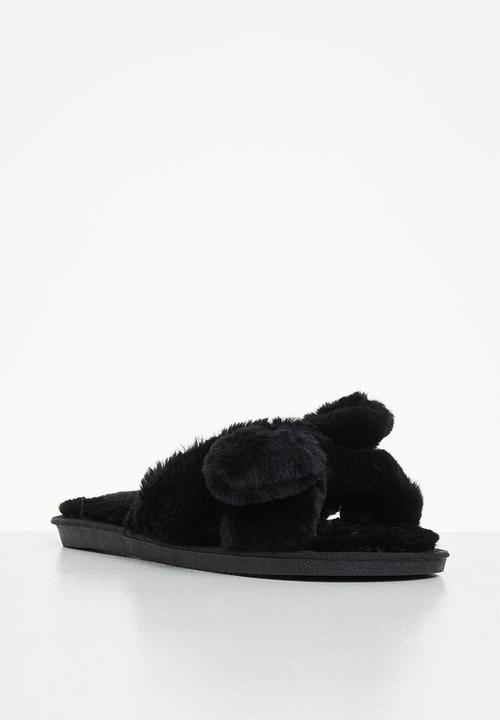 dailyfriday - Amber bow slippers - black