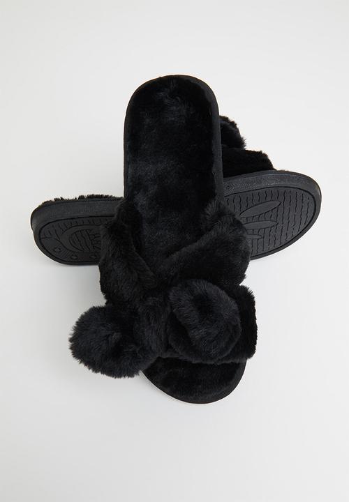 dailyfriday - Amber bow slippers - black