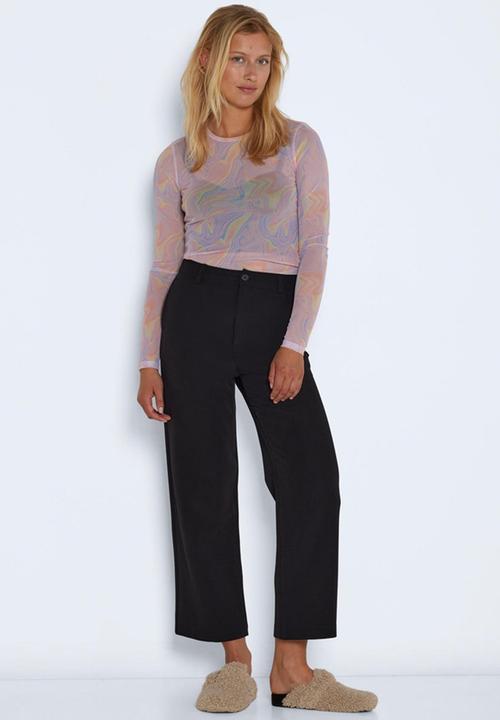 Noisy May - Drewie high waist ankle wide pants - black