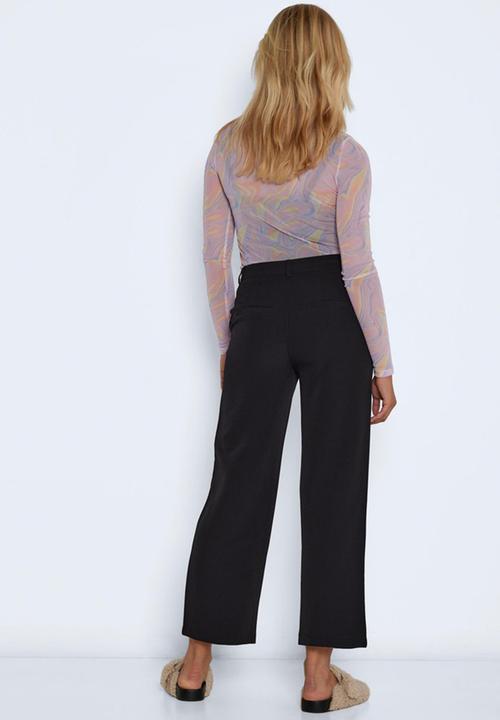 Noisy May - Drewie high waist ankle wide pants - black