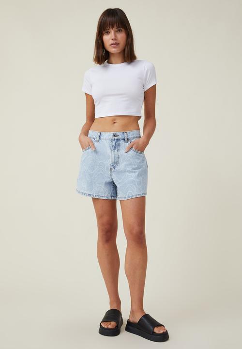 Cotton On - A-line denim short - bleach waves