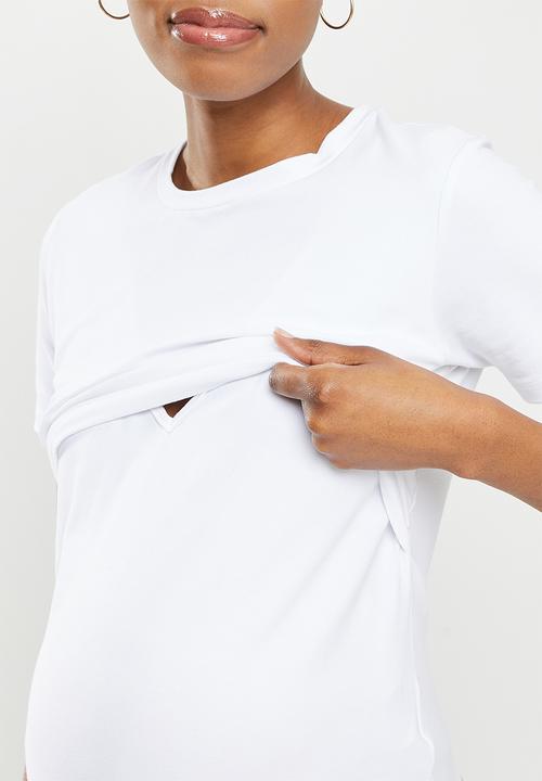 edit Maternity - Maternity double layer nursing tee - white