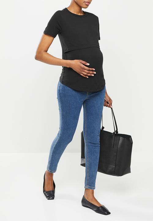 edit Maternity - Maternity double layer nursing tee - black