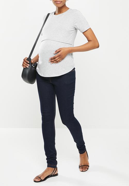 edit Maternity - Maternity double layer nursing tee - grey melange