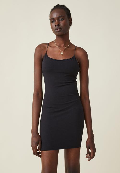 Cotton On - Bamboo viscose blend strappy mini dress - black