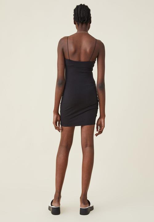 Cotton On - Bamboo viscose blend strappy mini dress - black