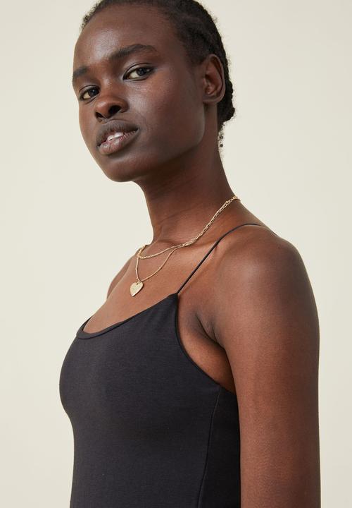 Cotton On - Bamboo viscose blend strappy mini dress - black