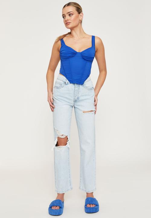 Supré  - Straight leg ripped jean - caroline blue rip