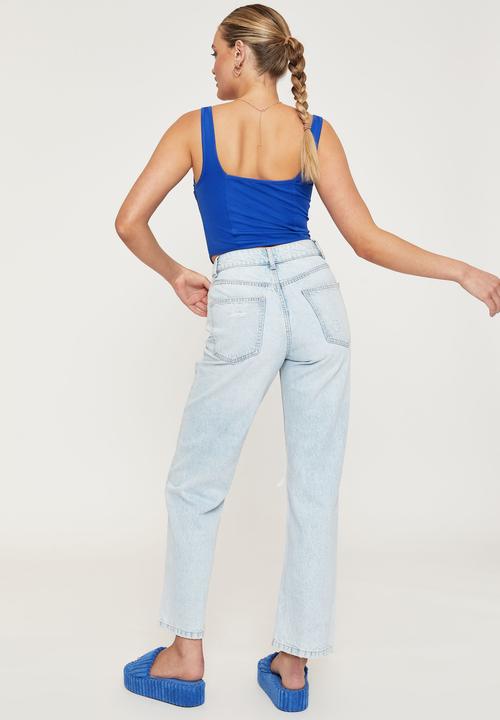 Supré  - Straight leg ripped jean - caroline blue rip
