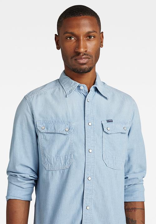 G-STAR - Worker slim shirt - sun faded imperial blue