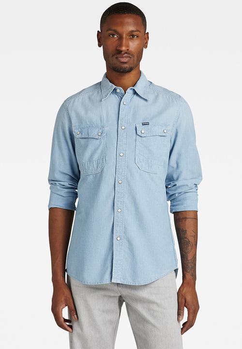 G-STAR - Worker slim shirt - sun faded imperial blue