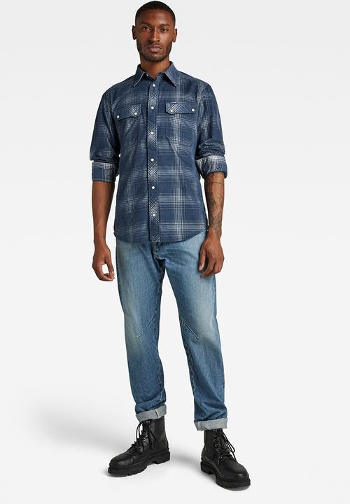G-STAR - Worker slim shirt - luna blue isaac check