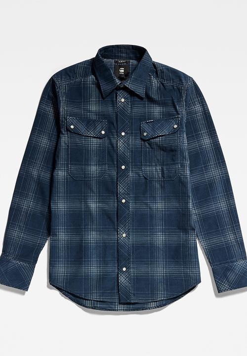 G-STAR - Worker slim shirt - luna blue isaac check