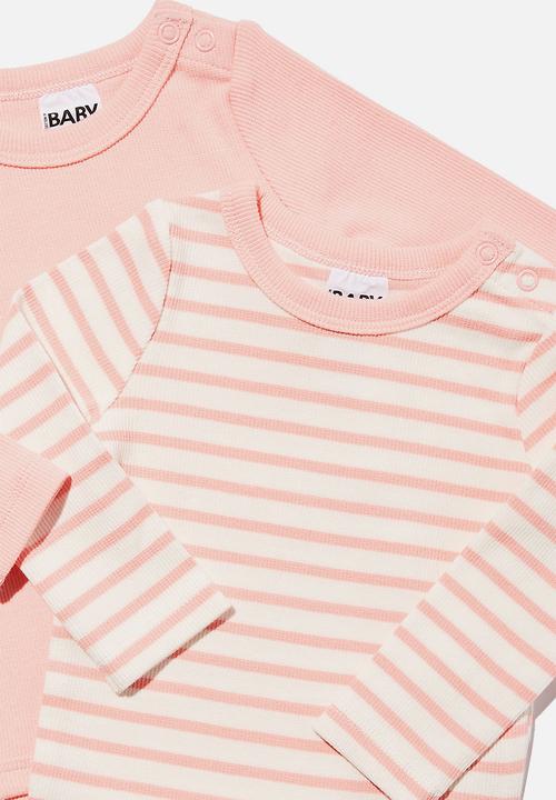 Cotton On - 2 Pack essentials long sleeve bubbysuit - coral dreams