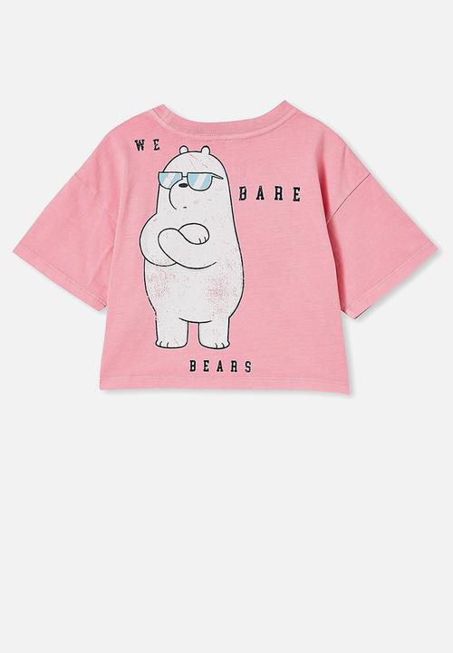 Cotton On - License cropped short sleeve tee - lcn wb we bare bears ice bear/cali pink wash