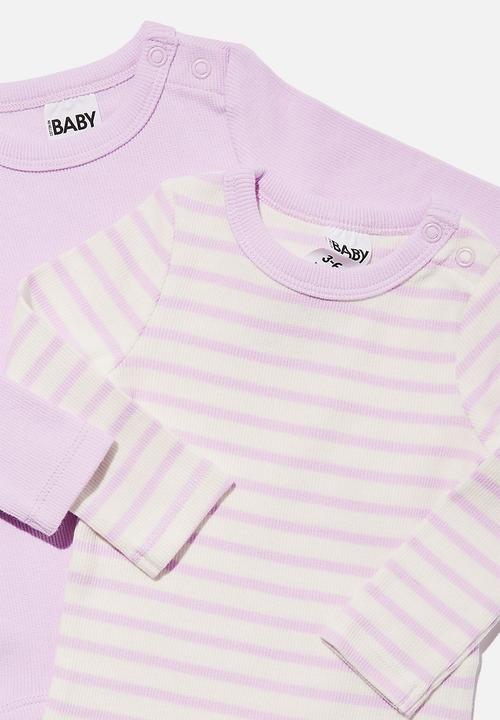 Cotton On - 2 Pack essentials long sleeve bubbysuit - pale violet