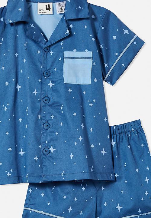 Cotton On - Pete short sleeve pyjama set - petty blue/night sky