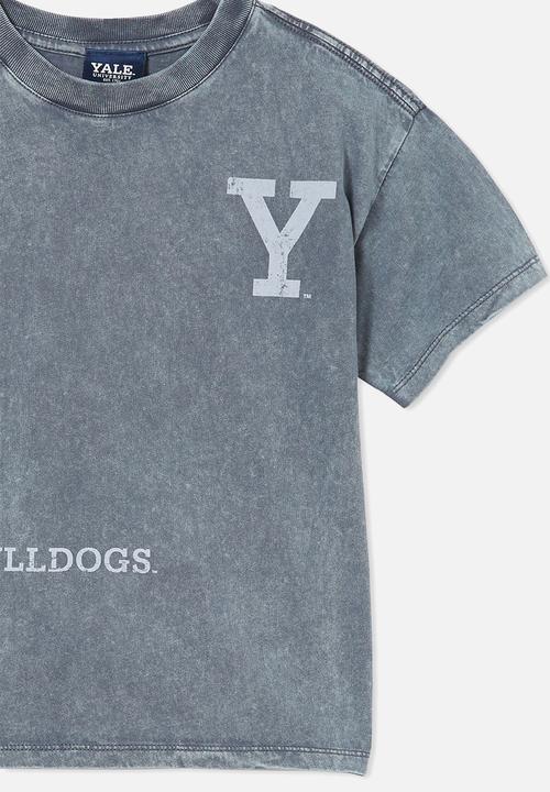 Cotton On - License drop shoulder short sleeve tee - lcn yal vintage navy wash/yale bulldog